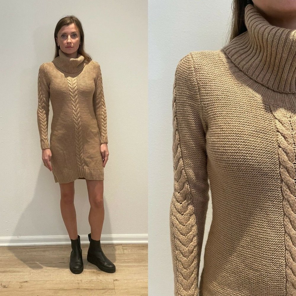 Banana Republic Beige Turtle Neck Sweater Dress XS